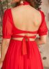 Red Readymade Skirt Set In Georgette