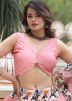 Readymade Peach Jacket Style Top Dhoti Set