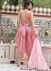 Readymade Peach Jacket Style Top Dhoti Set