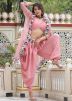Readymade Peach Jacket Style Top Dhoti Set