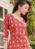 Red Digital Print Kurta Set