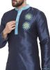 Blue Dupion Silk Kurta In Embroidery