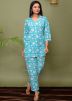 Turquoise Digital Printed Readymade Co-Ord Set 