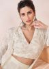 White Embroidered Jacket Style Top Bottom Set