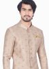 Beige Mens Woven Indo Western Sherwani