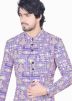 Blue Indo Western Sherwani Set In Digital Printed