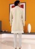 Cream Embroidered Indo Western Sherwani & Jacket