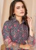 Grey Readymade Rayon Digital Printed Co-Ord Set