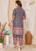 Grey Readymade Rayon Digital Printed Co-Ord Set