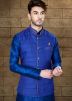Readymade Blue Kurta Pajama with Nehru Jacket