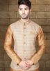 Readymade Beige Kurta Pajama with Nehru Jacket