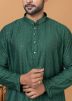 Green Readymade Embellished Viscose Mens Kurta Pajama Set