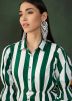 White Stripes Printed Readymade Co- Ord Set In Crape