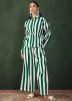 White Stripes Printed Readymade Co- Ord Set In Crape