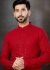 Red Embroidered Kurta In Rayon