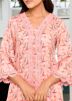 Peach Readymade Printed Kurta Set In Cotton