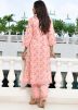 Peach Readymade Printed Kurta Set In Cotton