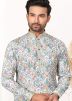 Multicolor Readymade Art Silk Mens Kurta Pajama In Print