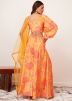 Orange Embroidered Readymade Crop Top With Palazzo