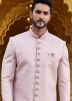 Mauve Pink Stone Work Sherwani Set In Art Silk