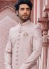 Mauve Pink Art Silk Mens Sherwani In Thread Embroidery