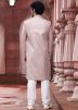 Mauve Pink Art Silk Mens Sherwani In Thread Embroidery