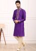 Purple Embroidered Kurta Pajama