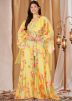 Yellow Readymade Printed Crape Crop Top With Palazzo