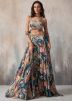 Multicolor Cape Style Readymade Crop Top with Sharara