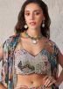 Multicolor Cape Style Readymade Crop Top with Sharara