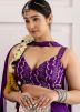 Readymade Purple Embroidered Top Bottom Set