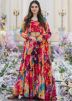 Multicolor Readymade Jacket Style Co- Ord Set In Print