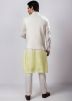 Shaded Cream & Yellow Nehru Jacket With Kurta Pajama