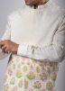 Cream Embroidered Nehru Jacket In Linen