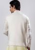 Cream Embroidered Nehru Jacket In Linen