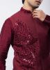 Maroon Embroidered Mens Nehru Jacket