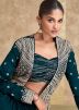 Green Embroidered Skirt Set With Jacket