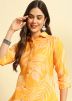 Yellow Cotton Kurta Set In Floral Print