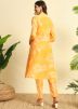 Yellow Cotton Kurta Set In Floral Print