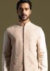 Peach Layered Kurta Pant & Embroidered Nehru Jacket