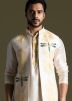 Cream Embroidered Kurta Pajama & Jacket