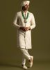 Cream Readymade Sherwani Set In Thread Embroidery