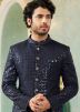 Navy Blue Readymade Mens Bandhgala Jodhpuri Suit In Art Silk