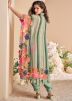 Green Embroidered Kaftan With Pant