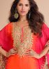 Orange Bandhej Print Kaftan With Pant In Crape