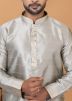 Silver Embroidered Kurta Pajama In Silk