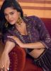 Purple Embroidered Skirt Set With Jacket