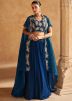 Readymade Blue Embroidered Jacket Style Skirt Set