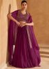 Purple Embroidered Chiffon Skirt Set & Jacket