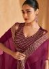 Purple Embroidered Chiffon Skirt Set & Jacket
